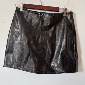 Black faux leather mini skirt